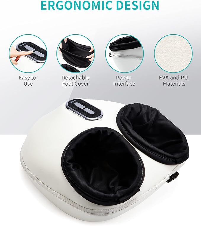 Shiatsu Foot Massager Machine with Soothing Heat, Deep Kneading Therapy, Air Compression, Improve Blood Circulation and Foot Wellness